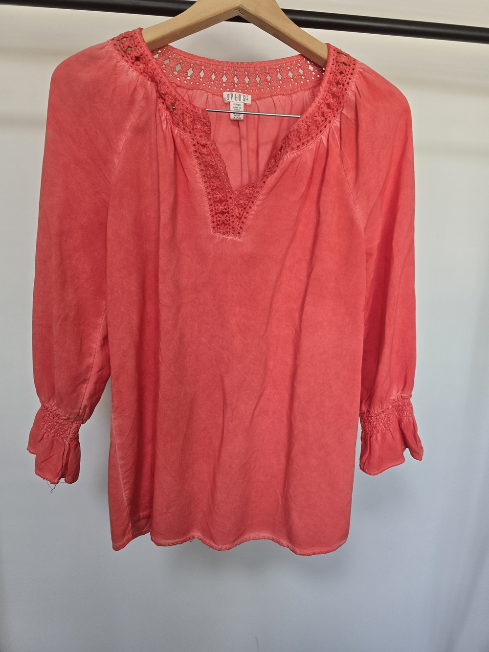 Spense Coral Crochet-Trim Tunic Top